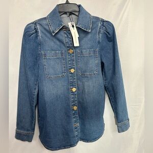Expres Denim Button-Up Shirt with Gold Accents size s brand new w tags
